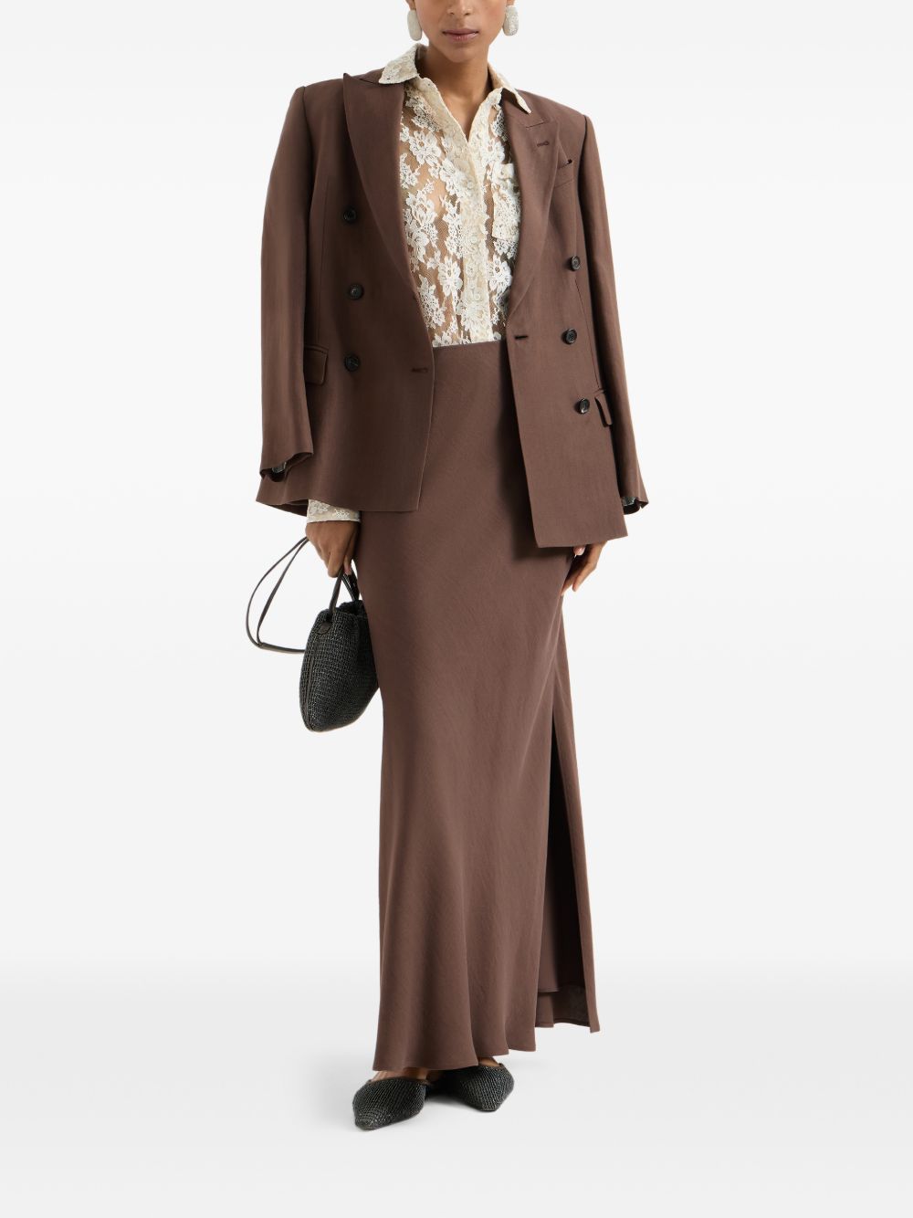 Gonna maxi con spacco in marrone Brunello cucinelli - donna 