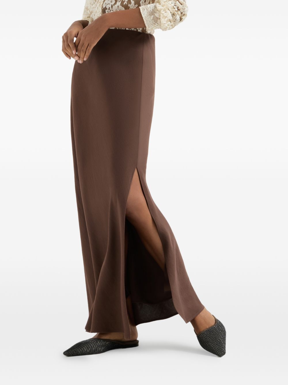Gonna maxi con spacco in marrone Brunello cucinelli - donna 