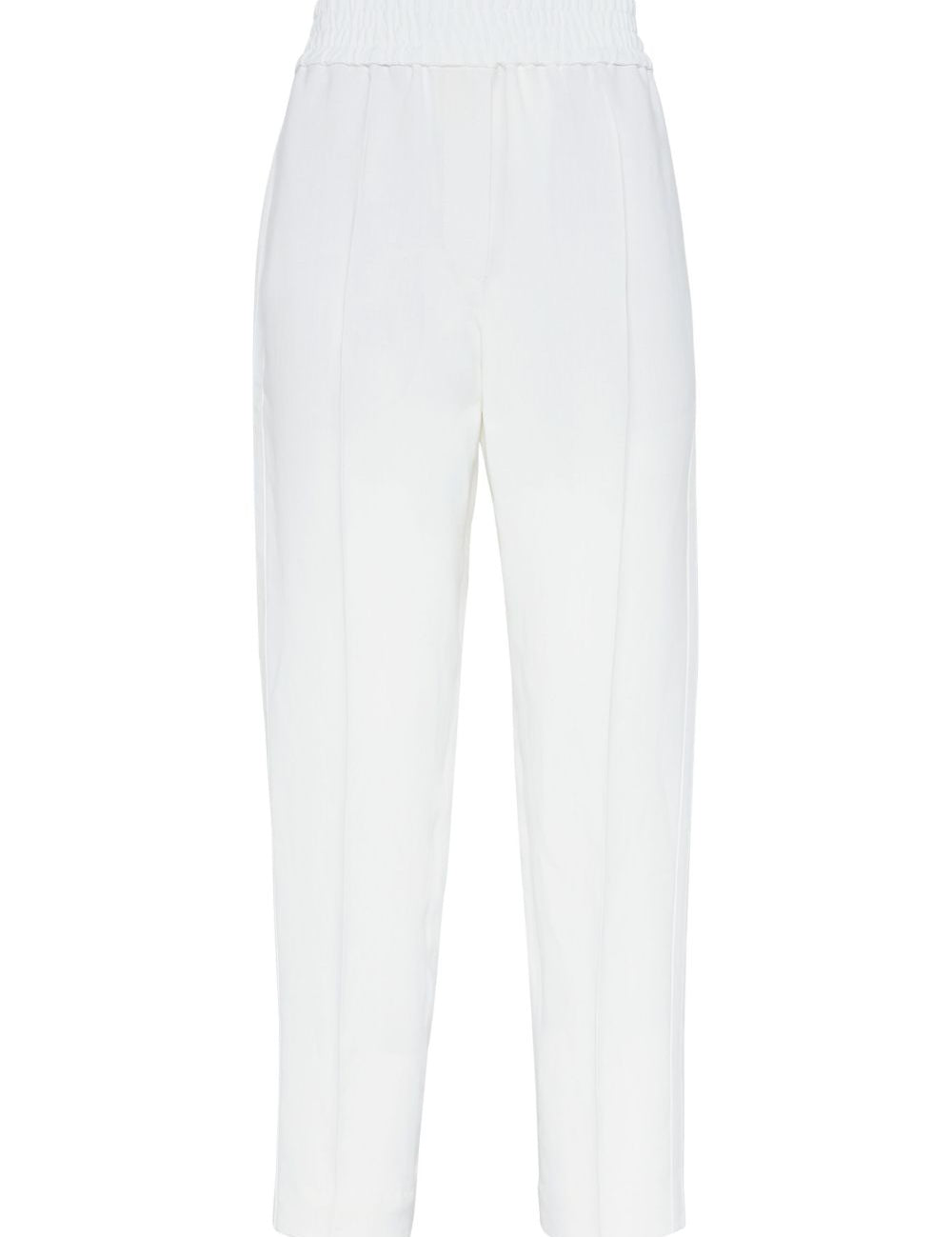 Pantaloni crop con dettaglio a righe in bianco Brunello cucinelli - donna 