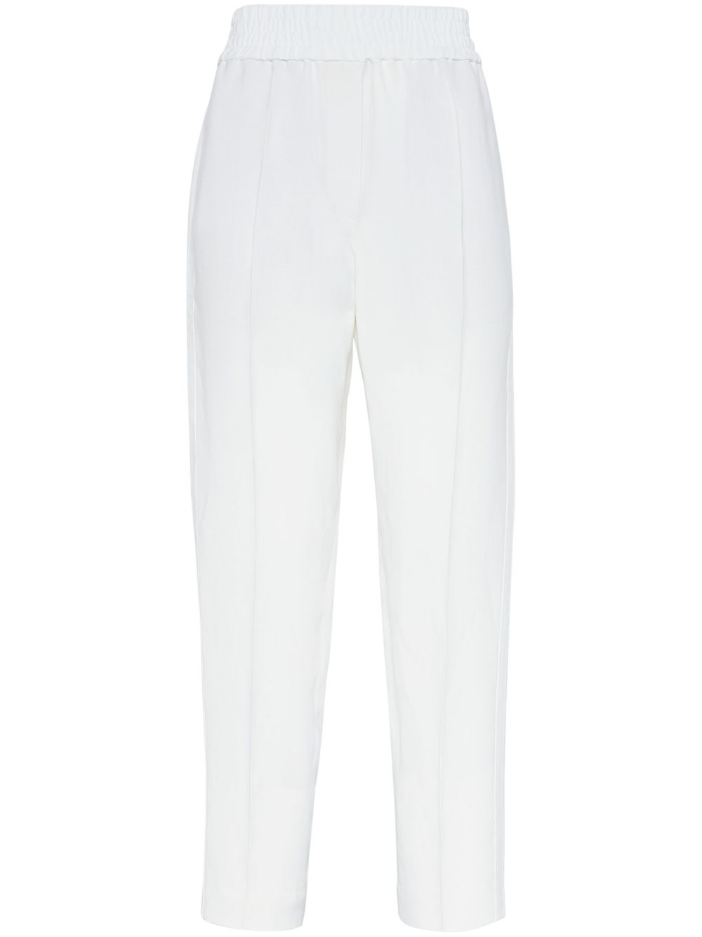 Pantaloni crop con dettaglio a righe in bianco Brunello cucinelli - donna 