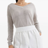 Pantaloni crop con dettaglio a righe in bianco Brunello cucinelli - donna 