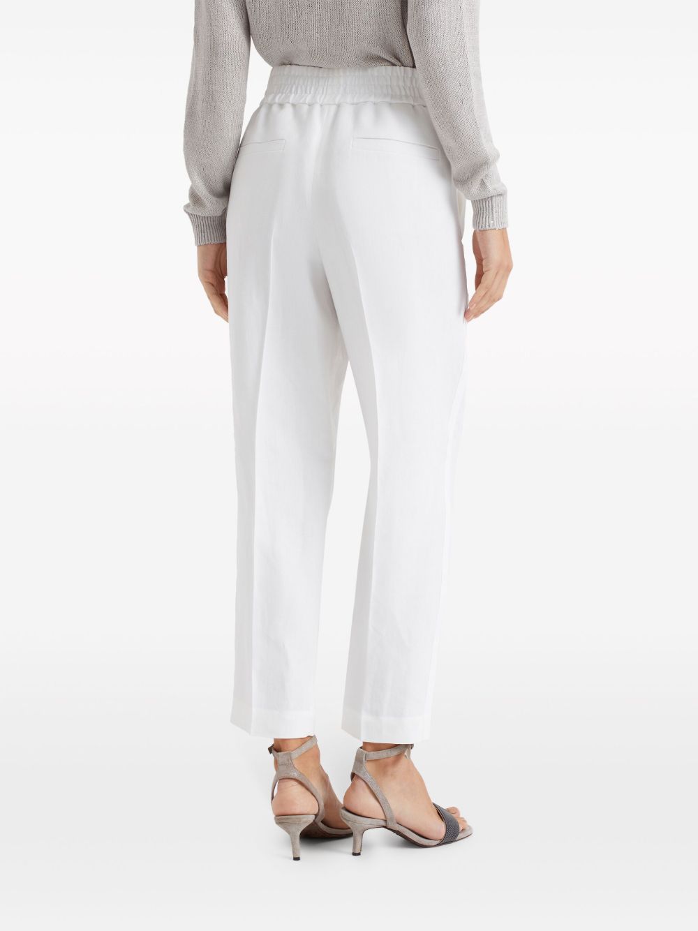 Pantaloni crop con dettaglio a righe in bianco Brunello cucinelli - donna 