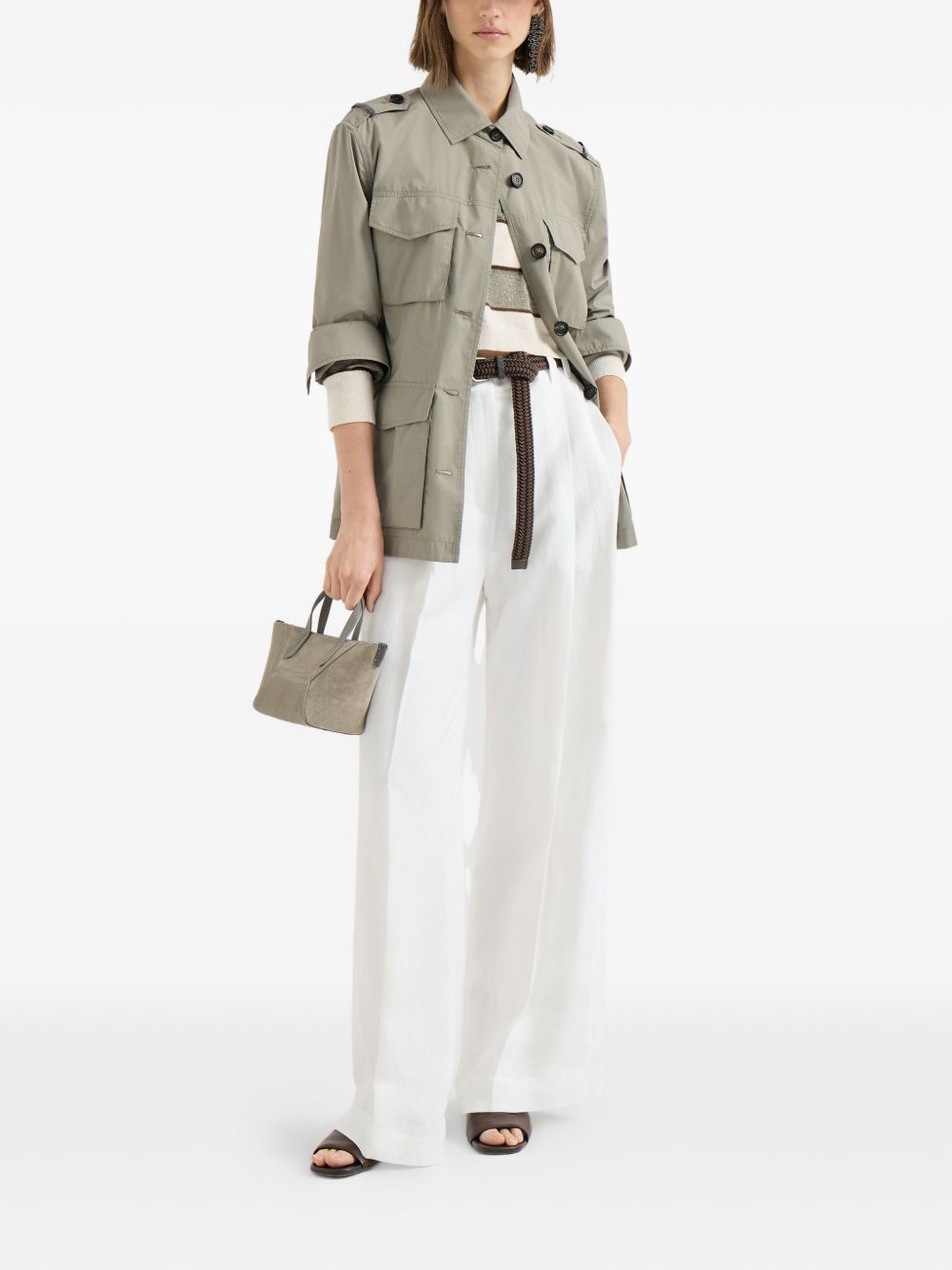 Pantaloni a gamba ampia in bianco Brunello cucinelli - donna 