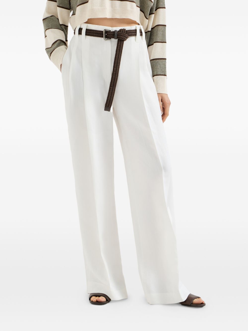 Pantaloni a gamba ampia in bianco Brunello cucinelli - donna 