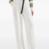 Pantaloni a gamba ampia in bianco Brunello cucinelli - donna 