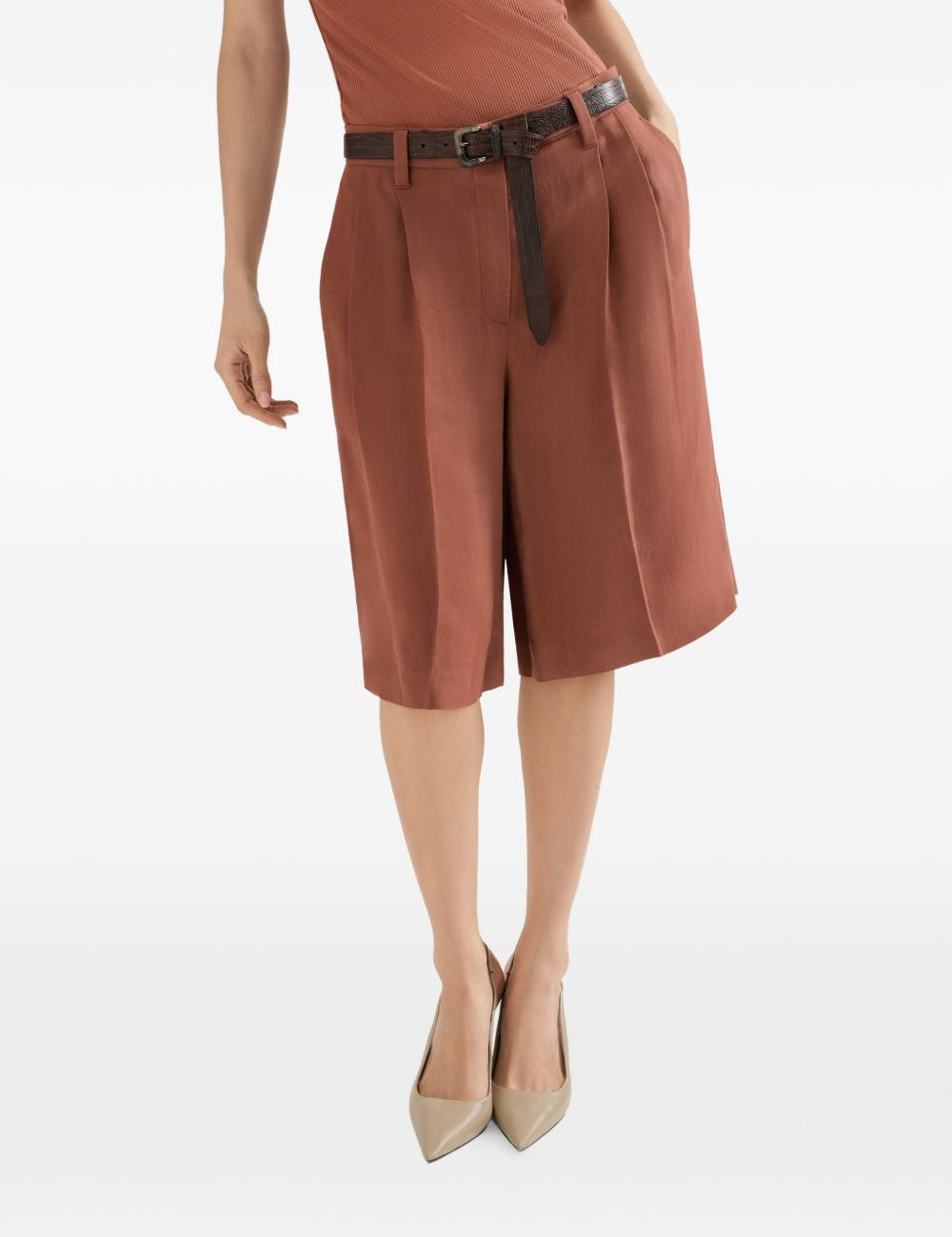Shorts con chiusura nascosta in arancione Brunello cucinelli - donna 