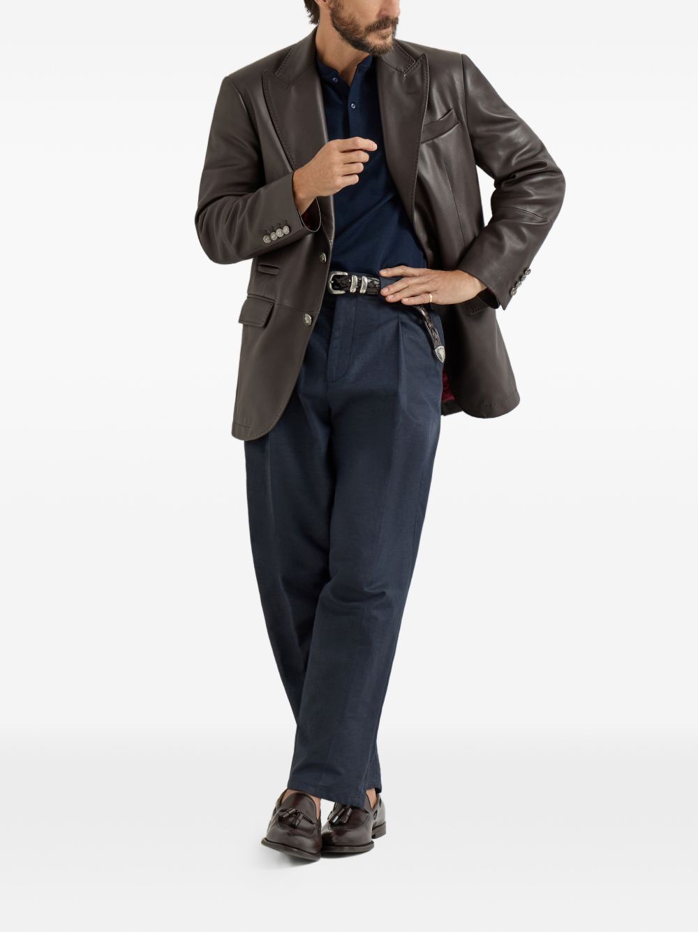 Pantaloni con pieghe in blu Brunello cucinelli - uomo 