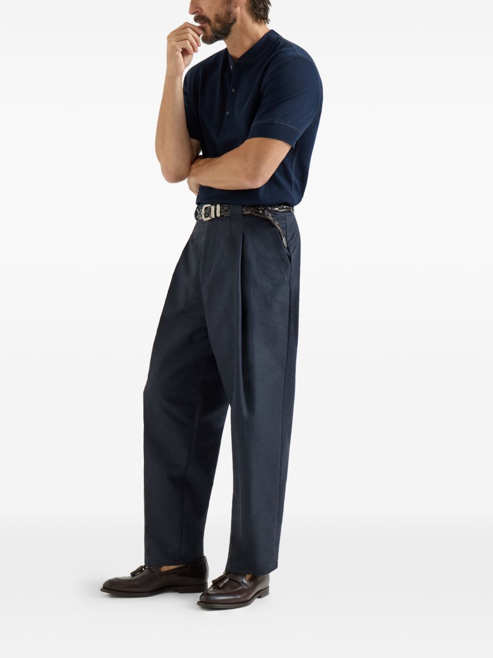 Pantaloni con pieghe in blu Brunello cucinelli - uomo 