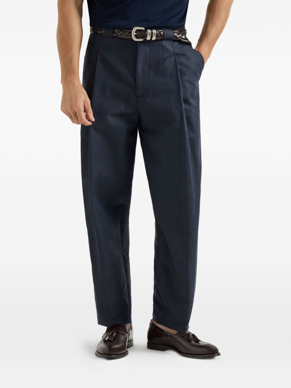 Pantaloni con pieghe in blu Brunello cucinelli - uomo 