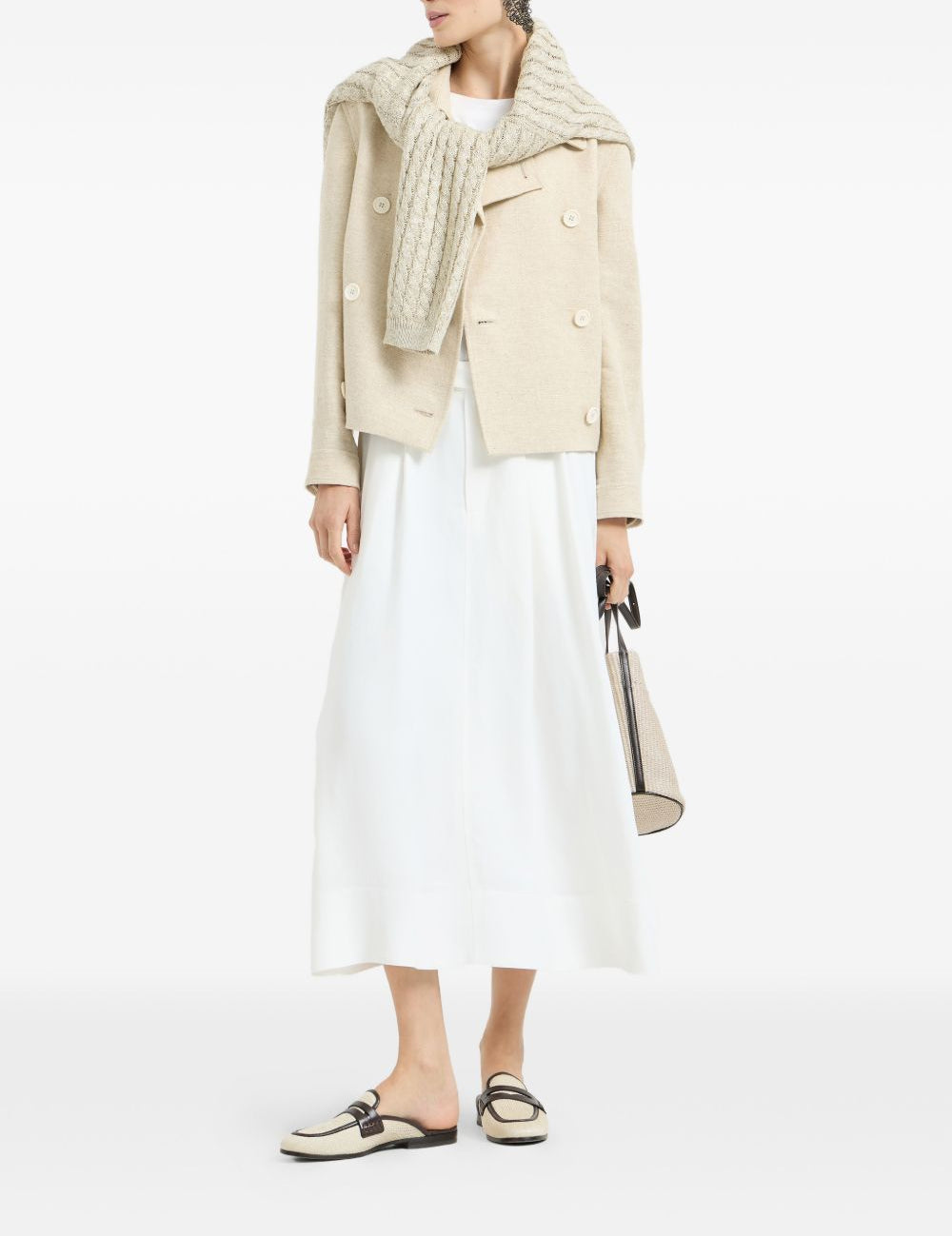 Caban crop con monile in avorio 