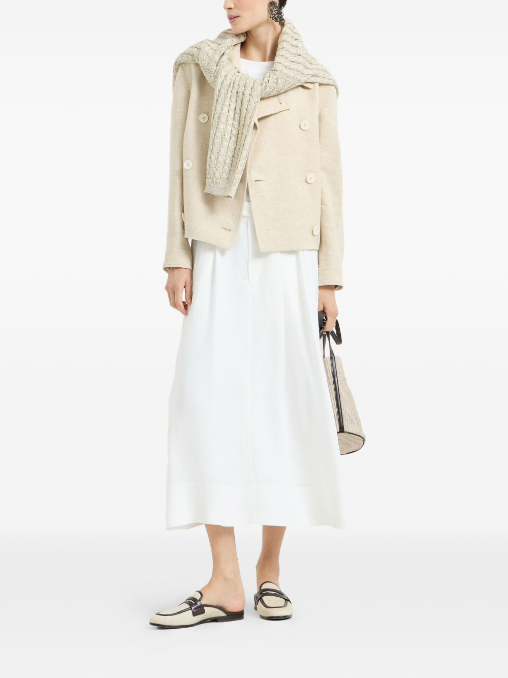 Caban crop con monile in avorio 