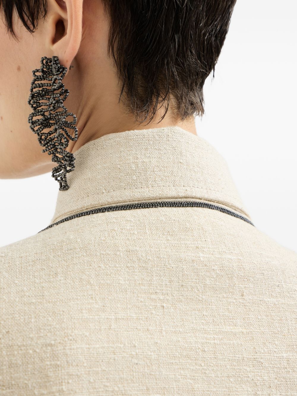 Caban crop con monile in avorio 
