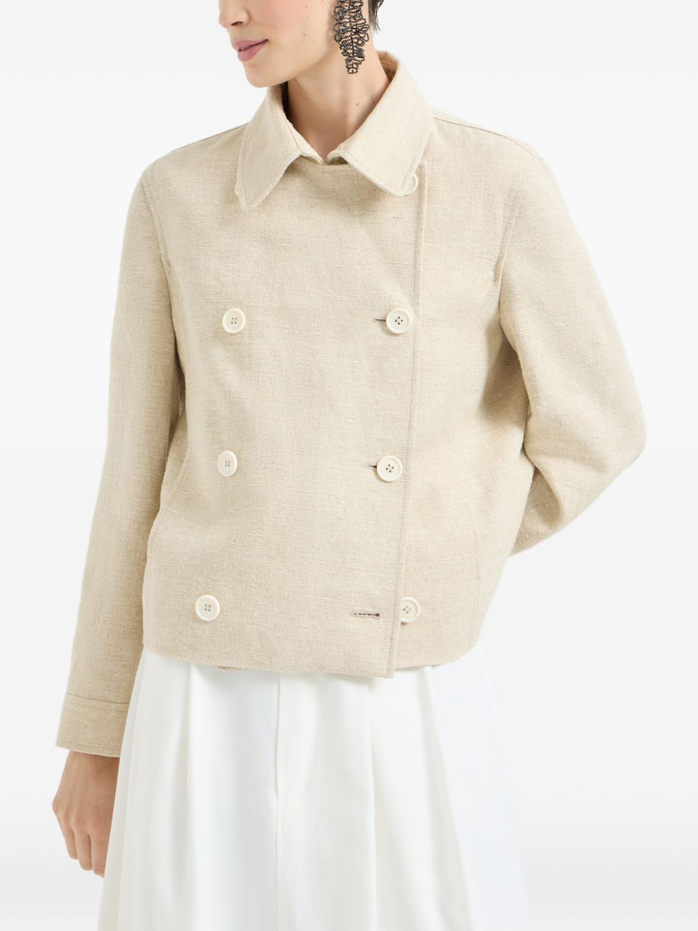 Caban crop con monile in avorio 