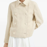 Caban crop con monile in avorio 