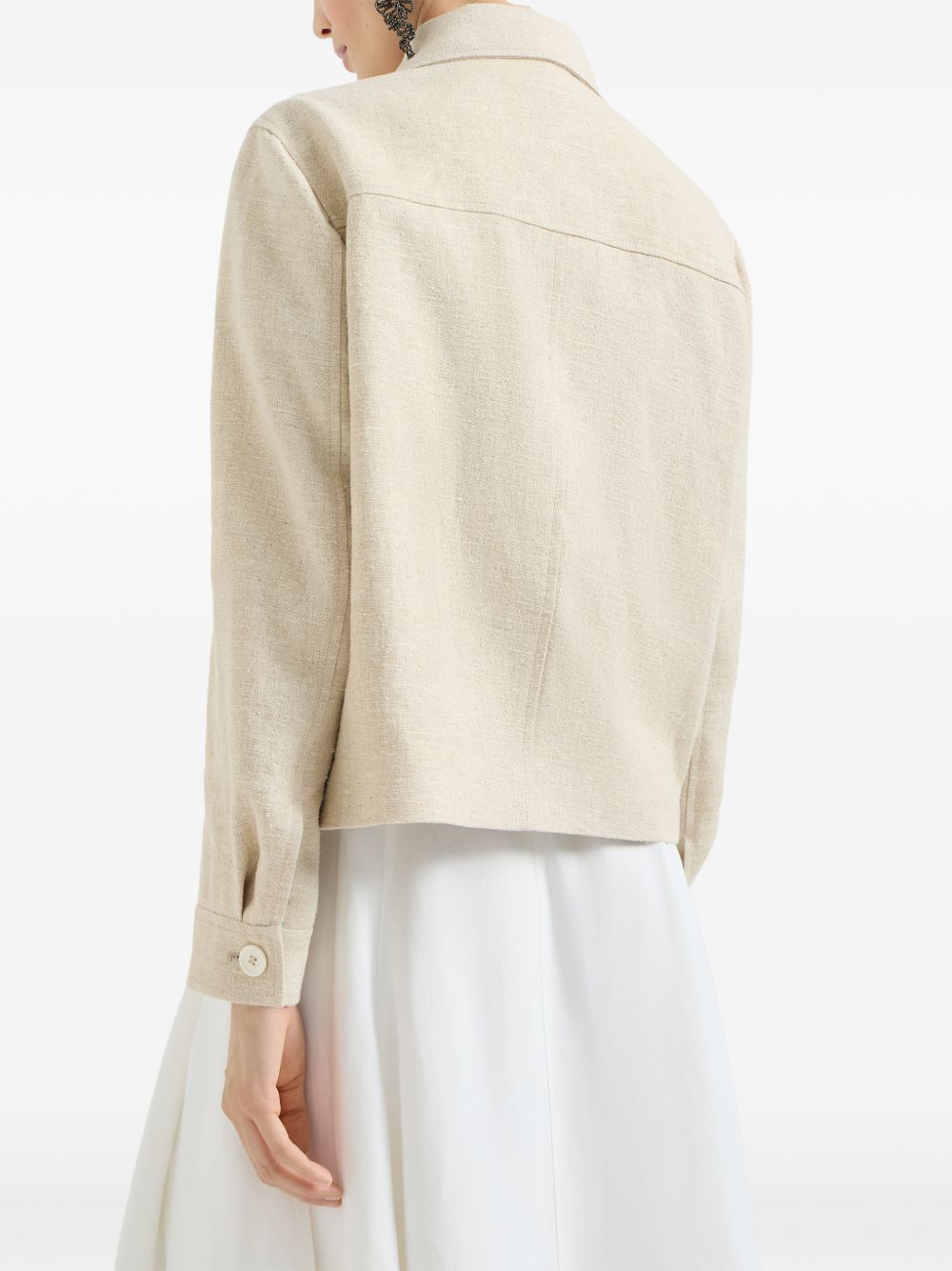 Caban crop con monile in avorio 