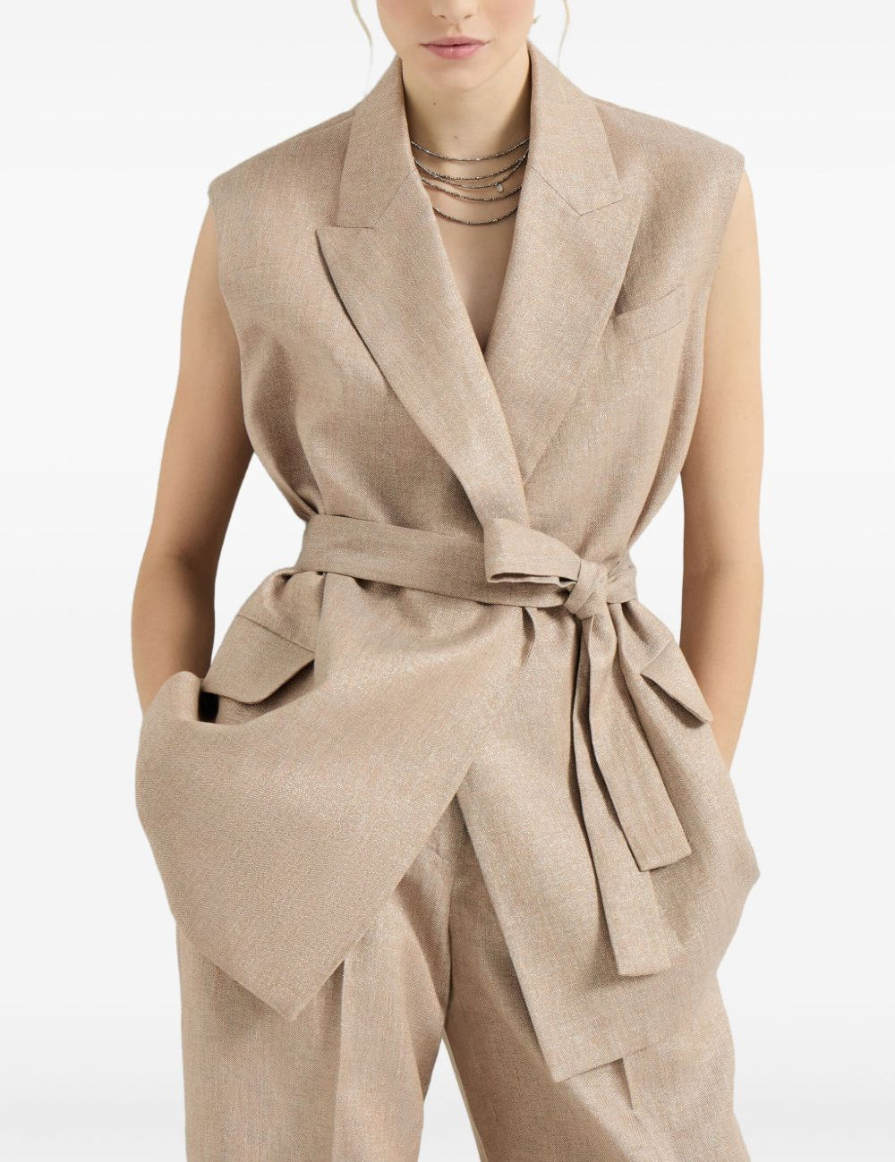 Gilet con cintura in rosa Brunello cucinelli - donna 
