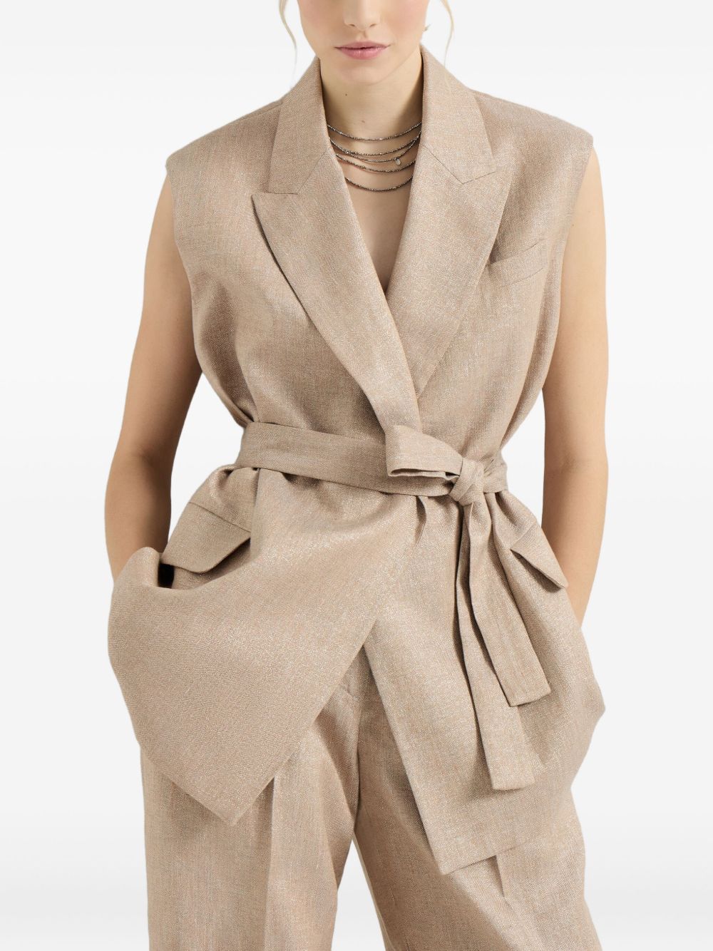 Gilet con cintura in rosa Brunello cucinelli - donna 