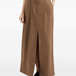 Gonna midi con dettaglio Monili in marrone Brunello cucinelli - donna 