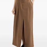 Gonna midi con dettaglio Monili in marrone Brunello cucinelli - donna 