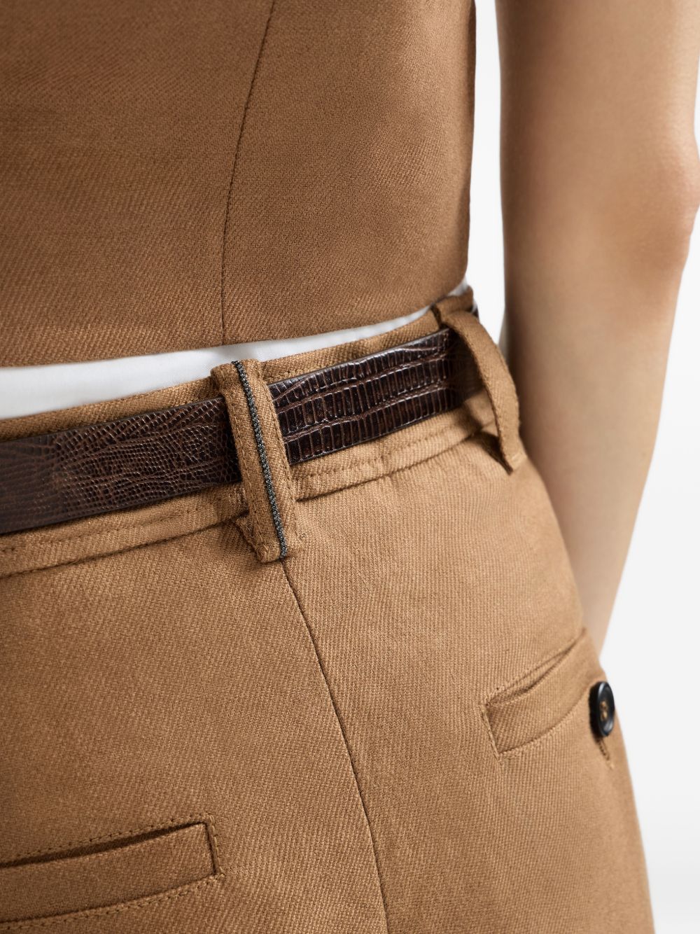Gonna midi con dettaglio Monili in marrone Brunello cucinelli - donna 