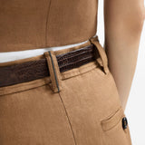 Gonna midi con dettaglio Monili in marrone Brunello cucinelli - donna 