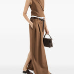 Gonna midi con dettaglio Monili in marrone Brunello cucinelli - donna 