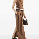 Gonna midi con dettaglio Monili in marrone Brunello cucinelli - donna 