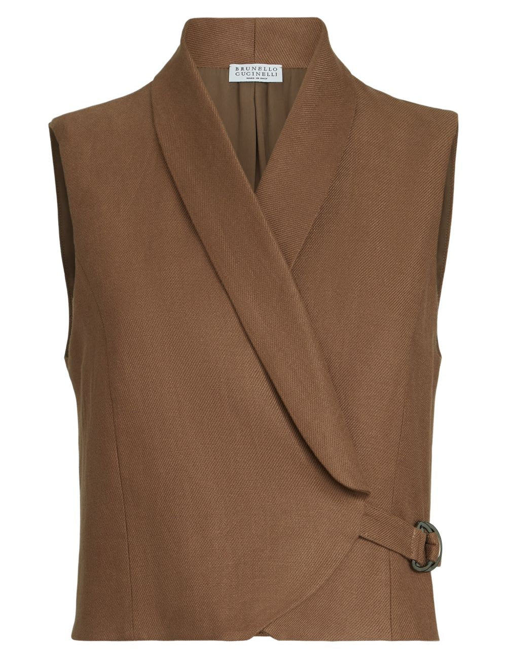 Gilet con fibbia diagonale in marrone Brunello cucinelli - donna 