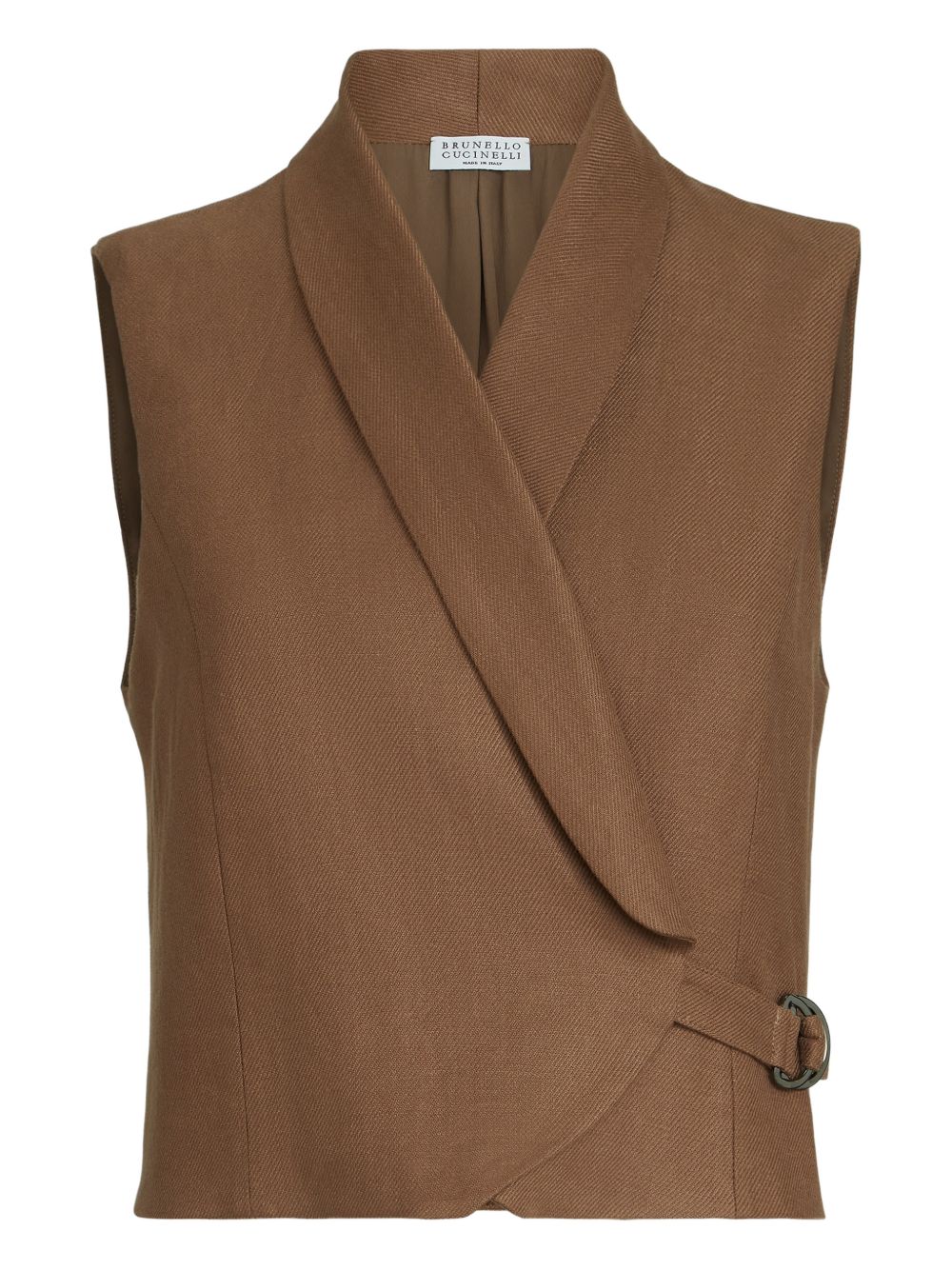 Gilet con fibbia diagonale in marrone Brunello cucinelli - donna 