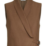 Gilet con fibbia diagonale in marrone Brunello cucinelli - donna 