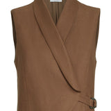 Gilet con fibbia diagonale in marrone Brunello cucinelli - donna 