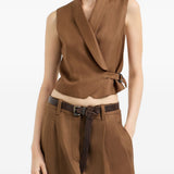 Gilet con fibbia diagonale in marrone Brunello cucinelli - donna 