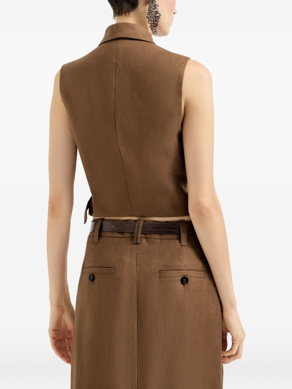 Gilet con fibbia diagonale in marrone Brunello cucinelli - donna 