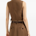 Gilet con fibbia diagonale in marrone Brunello cucinelli - donna 