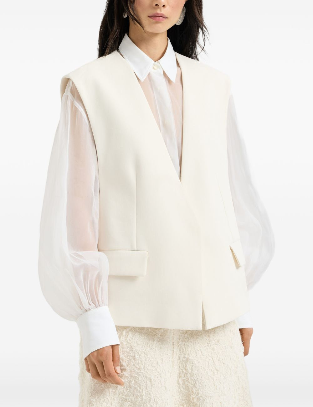 Gilet senza tasche in bianco Brunello cucinelli - donna 