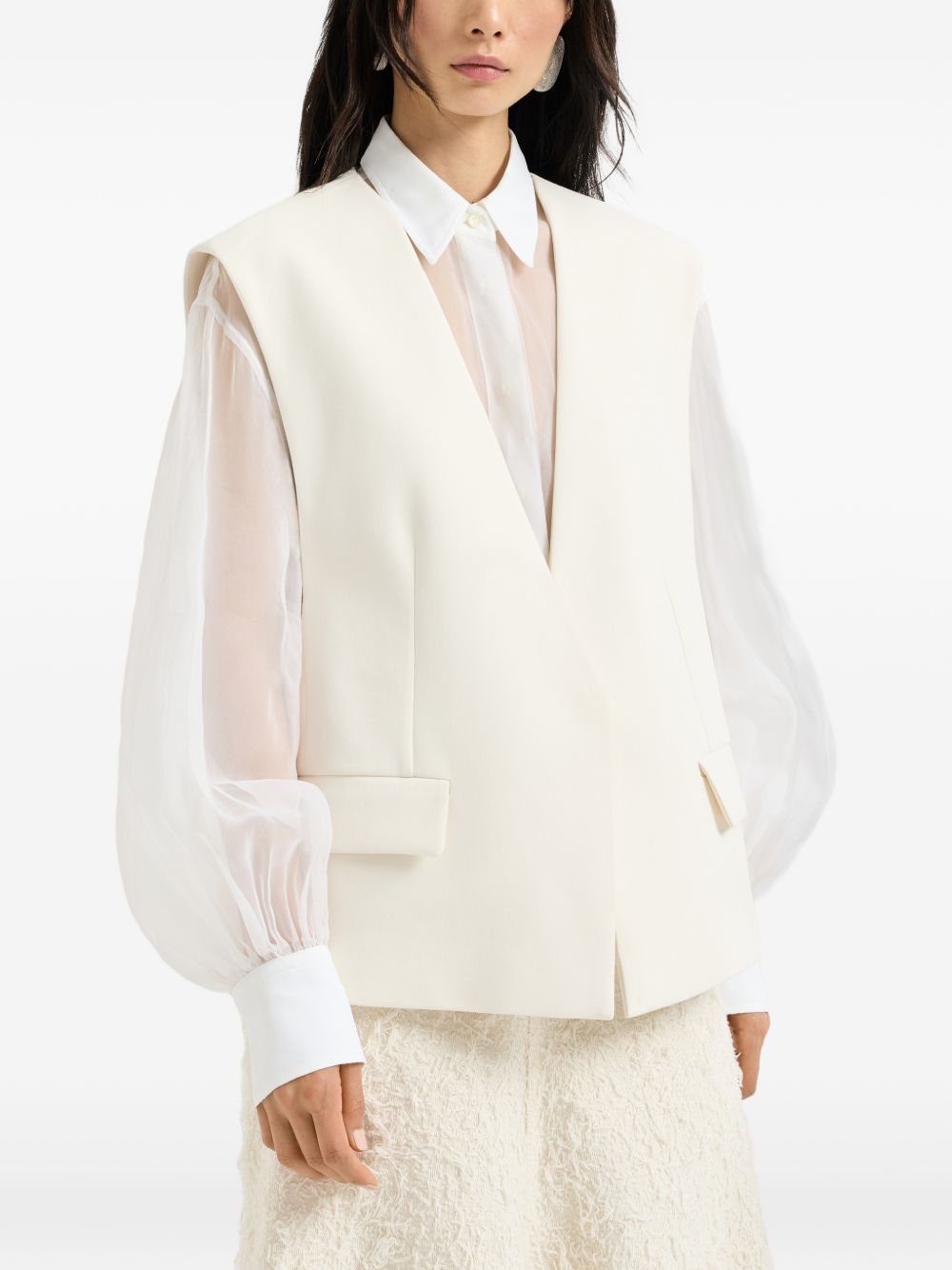 Gilet senza tasche in bianco Brunello cucinelli - donna 