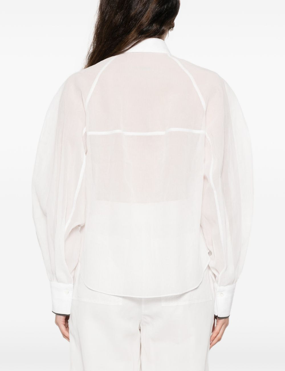 Camicia semi trasparente in bianco Brunello Cucinelli - donna 