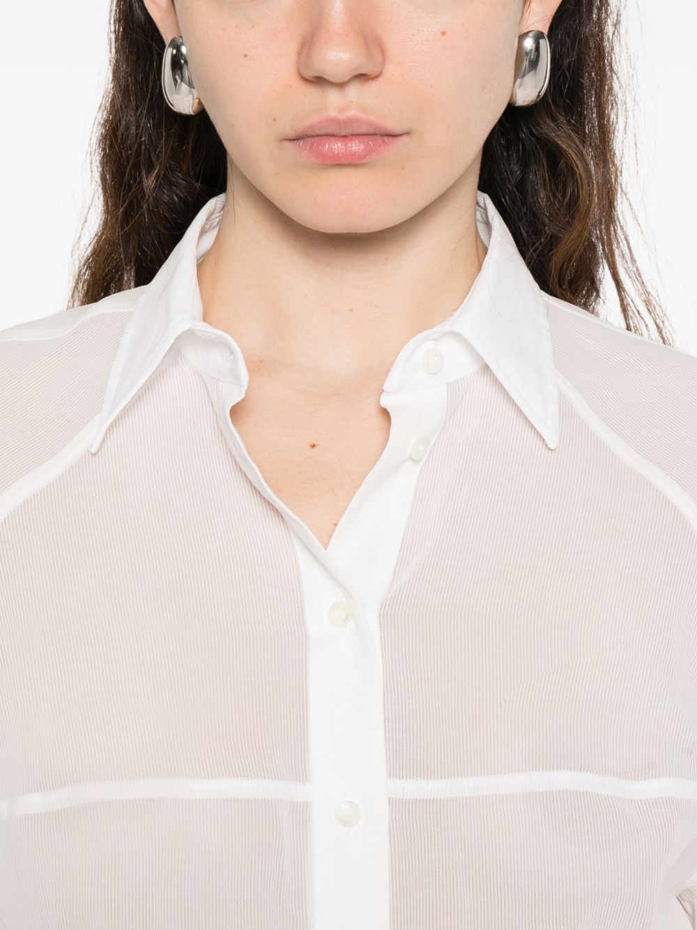 Camicia semi trasparente in bianco Brunello Cucinelli - donna 