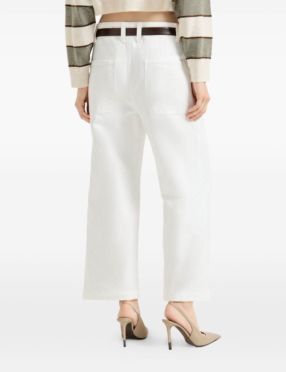 Jeans a gamba larga  in bianco Brunello cucinelli - donna 