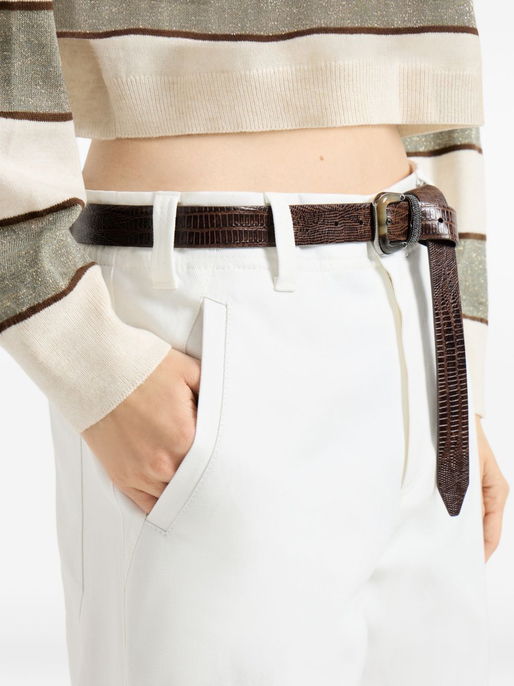 Jeans a gamba larga  in bianco Brunello cucinelli - donna 