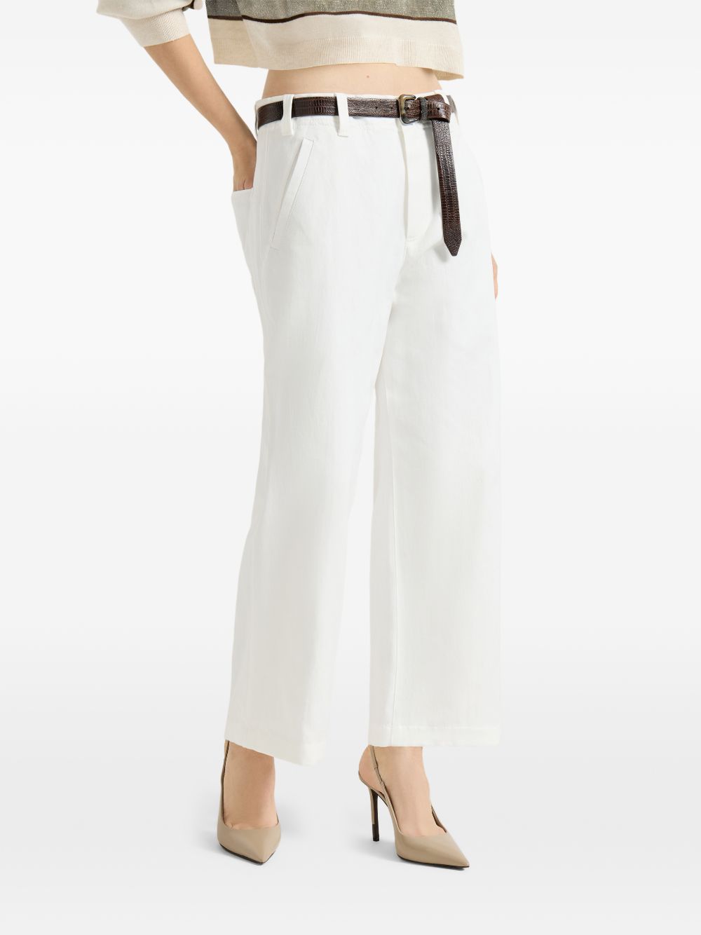 Jeans a gamba larga  in bianco Brunello cucinelli - donna 