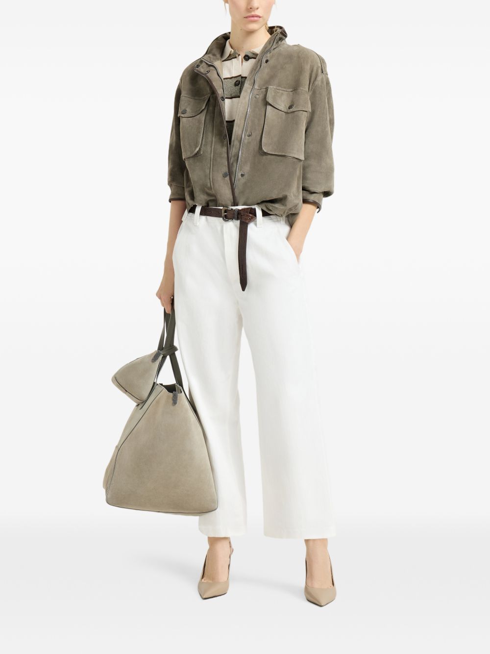Jeans a gamba larga  in bianco Brunello cucinelli - donna 
