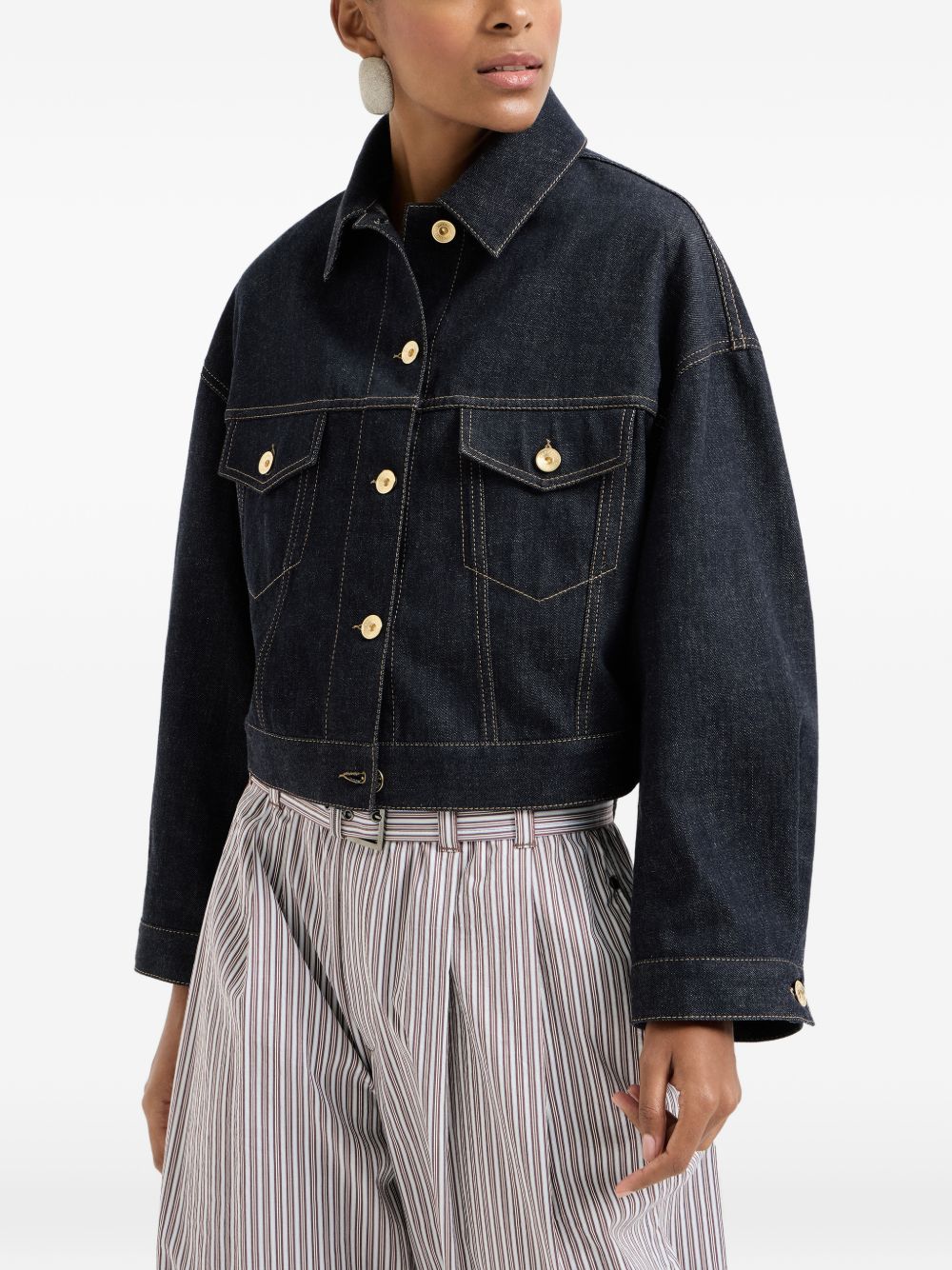 Giacca crop denim in blu Brunello Cucinelli - donna 
