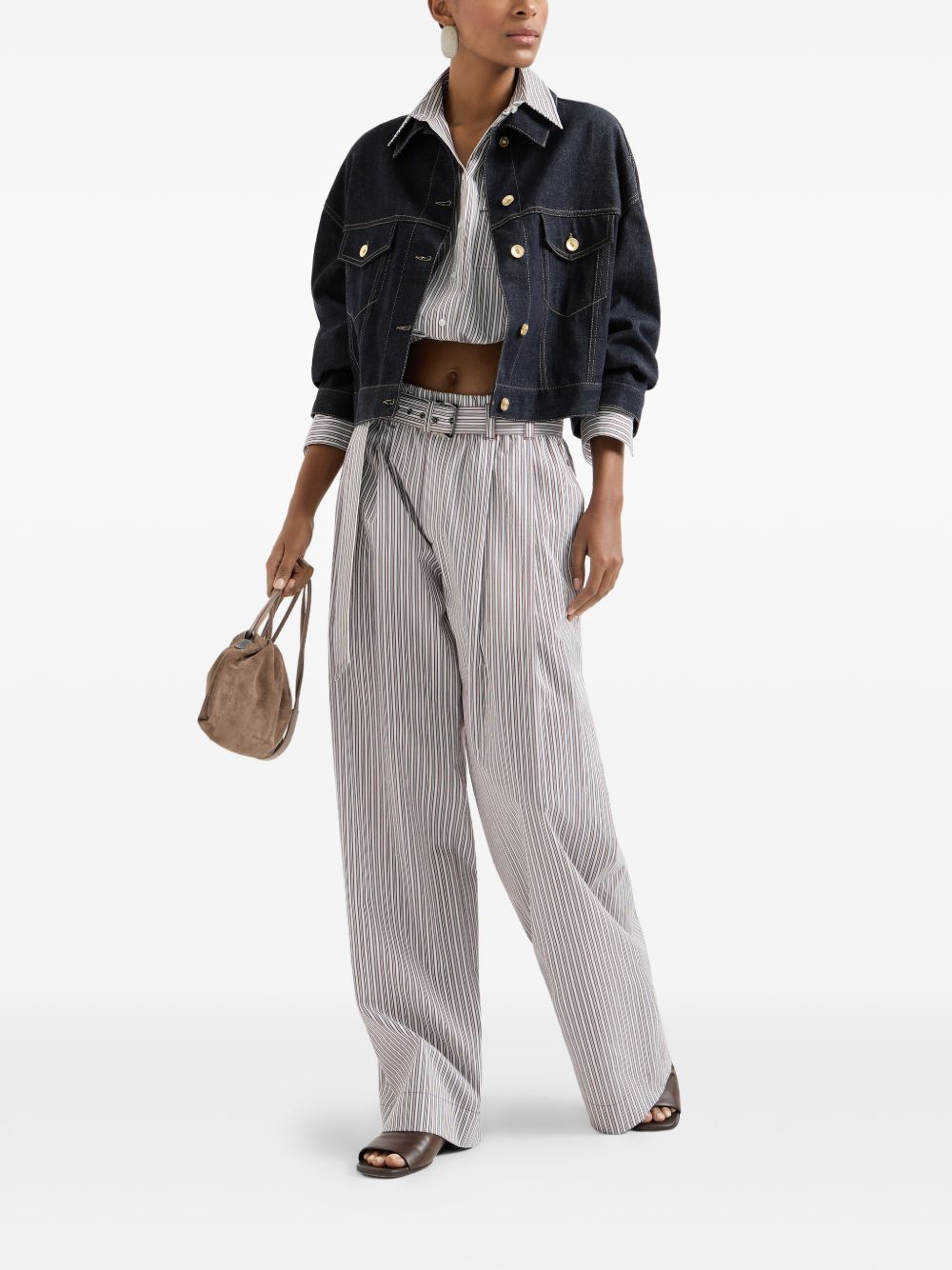 Giacca crop denim in blu Brunello Cucinelli - donna 