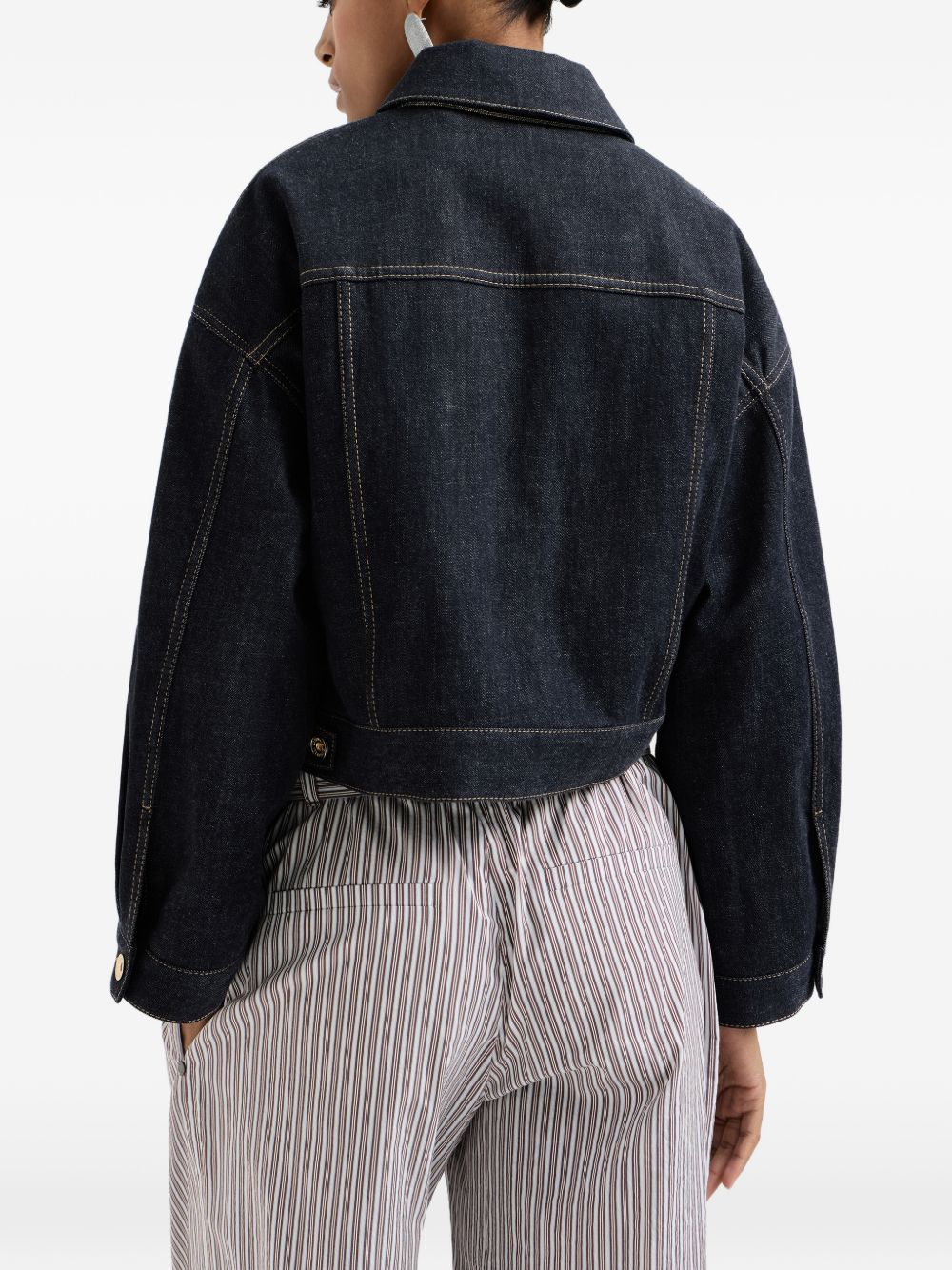 Giacca crop denim in blu Brunello Cucinelli - donna 