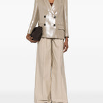 Blazer doppiopetto in lino metallizzato in beige Brunello cucinelli - donna 