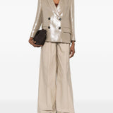 Blazer doppiopetto in lino metallizzato in beige Brunello cucinelli - donna 