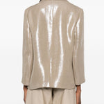 Blazer doppiopetto in lino metallizzato in beige Brunello cucinelli - donna 