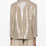 Blazer doppiopetto in lino metallizzato in beige Brunello cucinelli - donna 