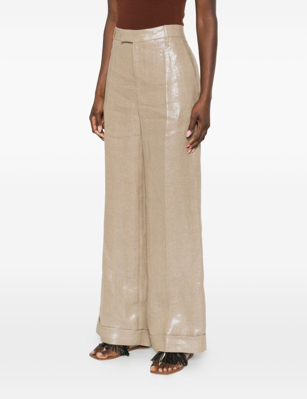 Pantaloni in lurex in beige Brunello cucinelli - donna 